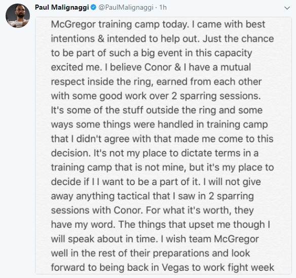 Paulie Comment on Conor McGregors Camp